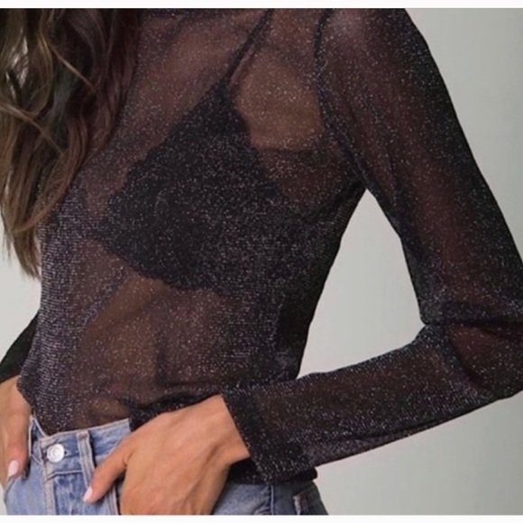 Victoria's Secret Sheer Shimmer Mesh Long Sleeve M/L - Picture 1 of 11